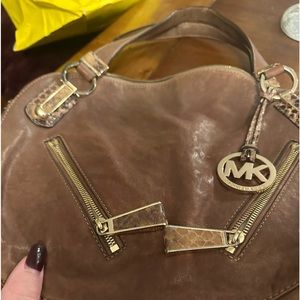 Medium sized  brown leather Michael Kors hobo, satchel, purse, handbag